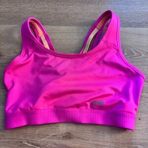 Avia Womens Pink Strappy Back Sports Bra Fuchsia Sizzle Medium AVV13 Gym Yoga
